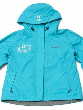 Hi-Tec Dri-Tec Waterproof Hooded Rain Jacket Turquoise Monogrammed Size S